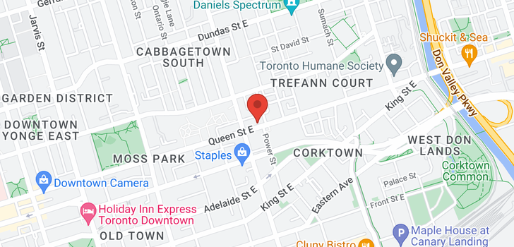 map of 372 QUEEN ST E